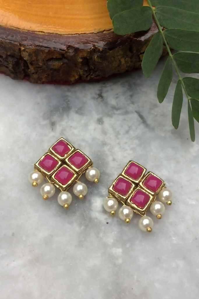 Dazzling Elegance 14KT Dark Pink Sapphire Stud Earrings